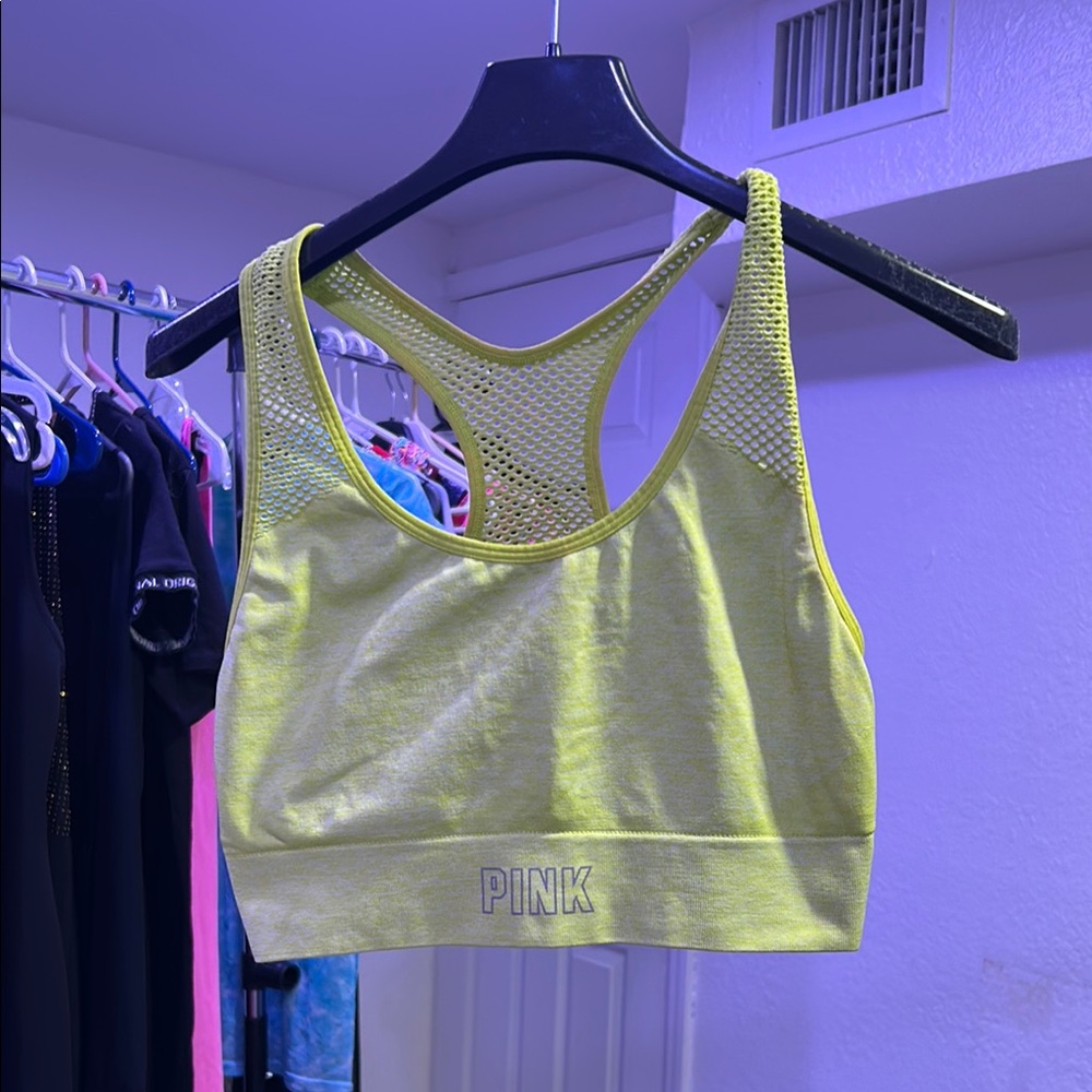 PINK Victoria's Secret Yellow Performance Sports Bra